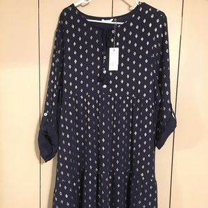 KAKTUS Navy blue Dress with gold glitter print